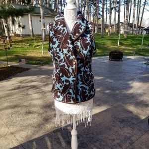 Kial turquoise brown fleece vest